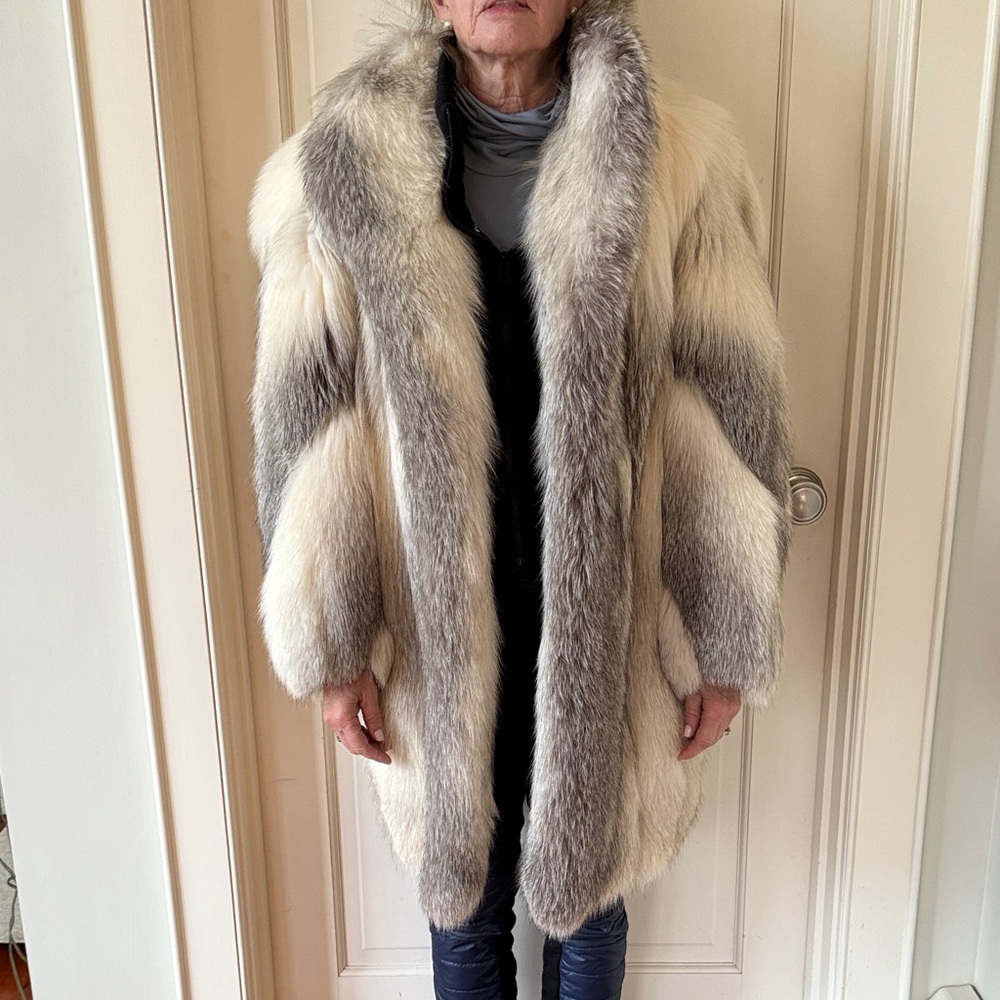Chic Women's authentic custom made fox fur coat.